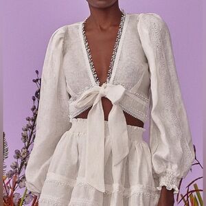 Waimari Chloe Wrap Cropped Top in white size S